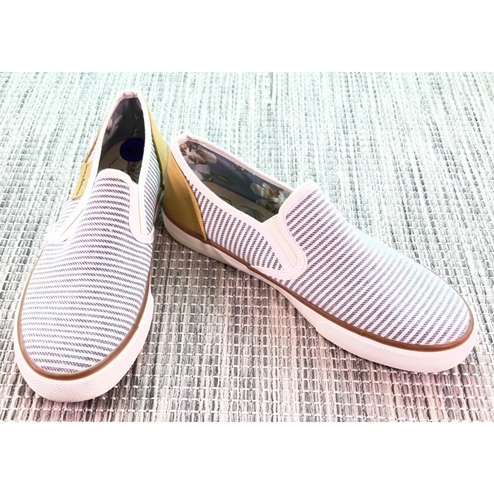 Womens Tommy Bahama Striped Canvas Margaritaville Slip on Sneakers Size 8.5